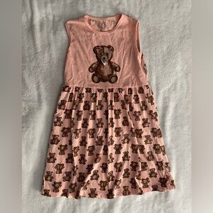 Charming Pink Teddy Bear Kids Dress Vintage Girls size 8